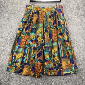 Vintage In Group LTD Wide Leg Cropped Pants Size‎ 14 Rayon Abstract Print